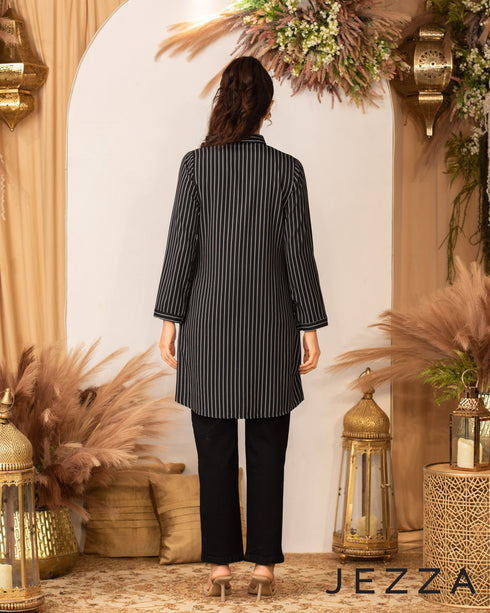 Polyester Knee-Length Button-Down Top 62231